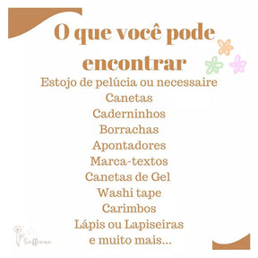 Kit Papelaria Fofa kawaii 25 Itens Diversos Estojo Presente + brinde canetas canetinhas caderno escolar presente ideal