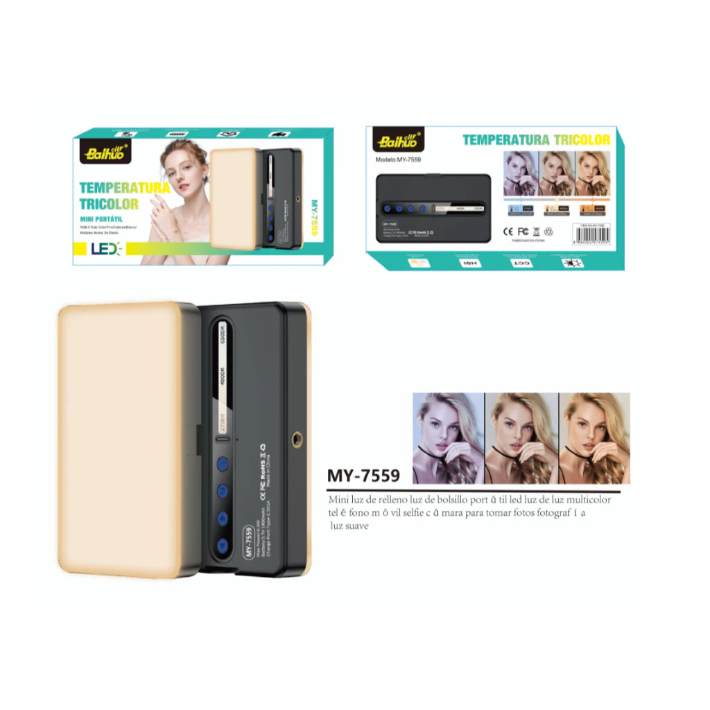 Mini luz de preenchimento rgb /luz branco portátil para cel slr selfie vlog fotografia 2700-6500K