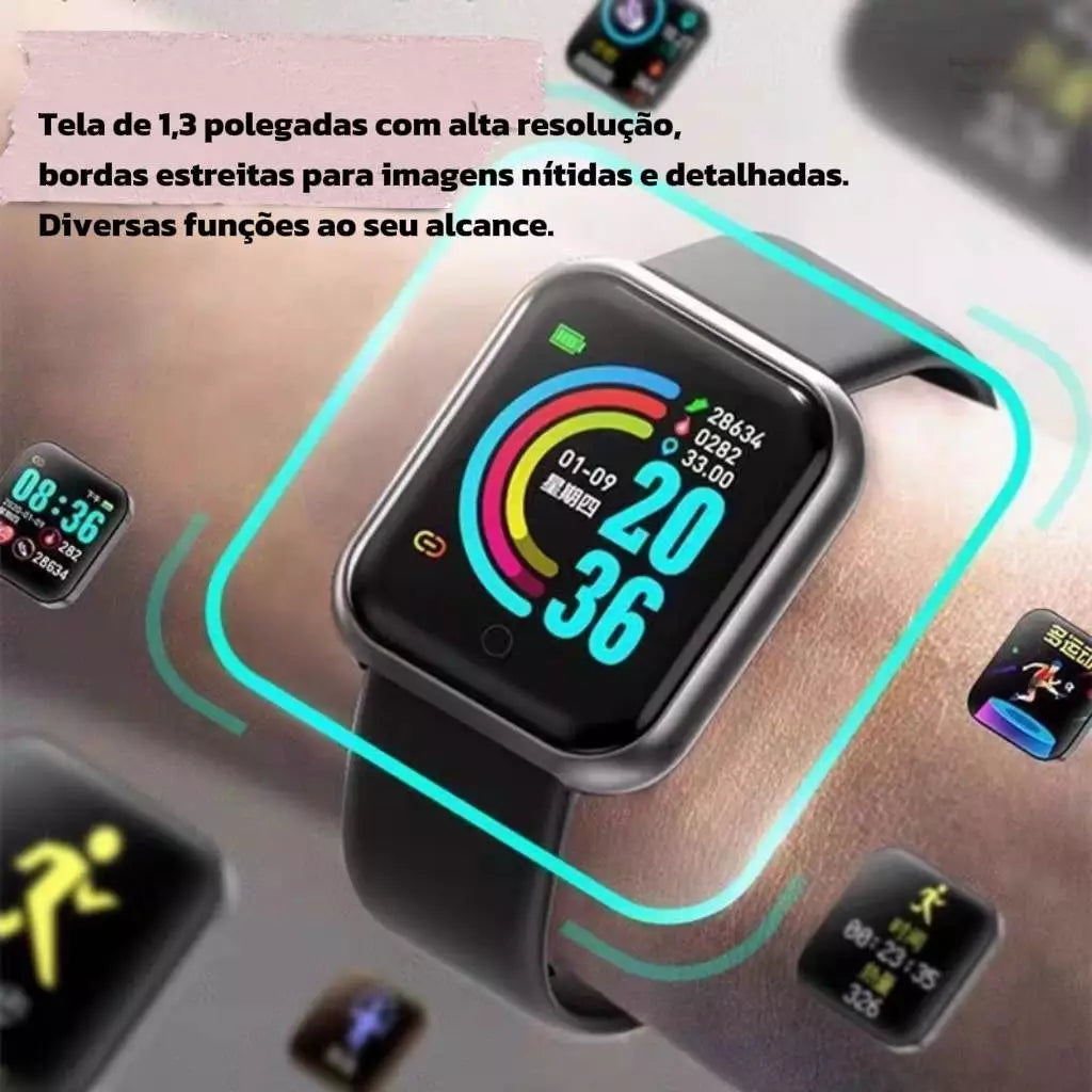 Relogio Smartwatch Smart Bracelet D20 Relógio inteligente para Android e IOS Esportivo Prova D'água Rastreador Monitoram