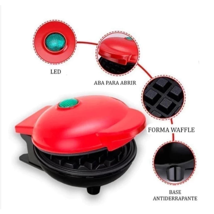 Mini Máquina de Waffles Elétrica Portátil Casa Cozinha Fazer Waffle Panquecas Automático 220V