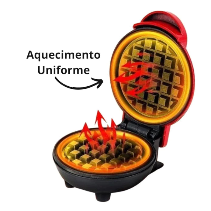 Mini Máquina de Waffles Elétrica Portátil Casa Cozinha Fazer Waffle Panquecas Automático 220V