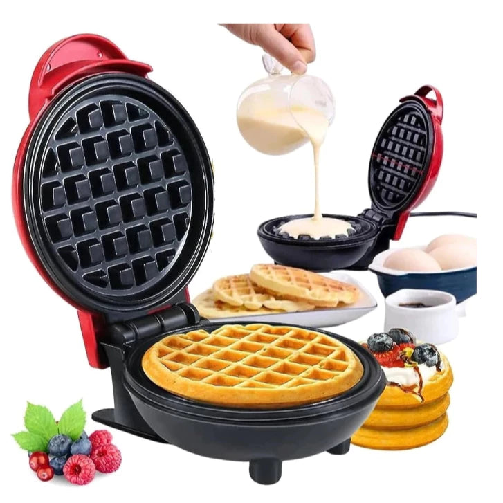 Mini Máquina de Waffles Elétrica Portátil Casa Cozinha Fazer Waffle Panquecas Automático 220V