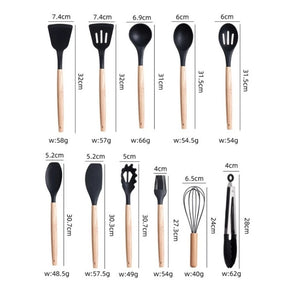 Kit Conjunto 19 Pçs Jogo Utensílios de Cozinha Kit Luxo Com Espátula Com Tábua Tesoura Faca R9