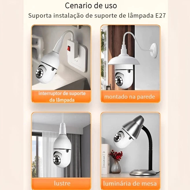 Kit Câmera de segurança a Prova D'água sem fio gira 360 com app Yousee full HD visão notturna