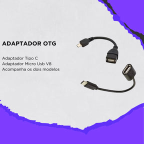 Kit Mobilador Completo 7 Peças Teclado Mouse Gamer Rgb Mouse Pad Hub Tripe Otg Micro e Tipo c