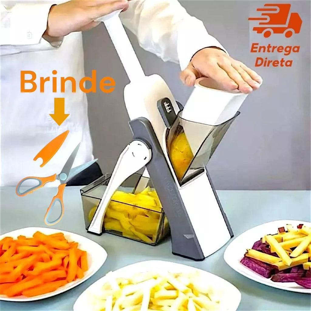 Cortador Multifuncional 5 Em 1 Para Legumes |Fatiador De Vegetais Com Lâminas Inox + tesoura grátis