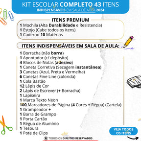 Kit Material Escolar Completo Com Sem Mochila Escolar Material Estojo