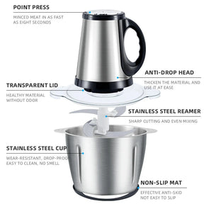 Triturador De Alimentos Carne e Legumes Elétrico 3L 110V E 220V