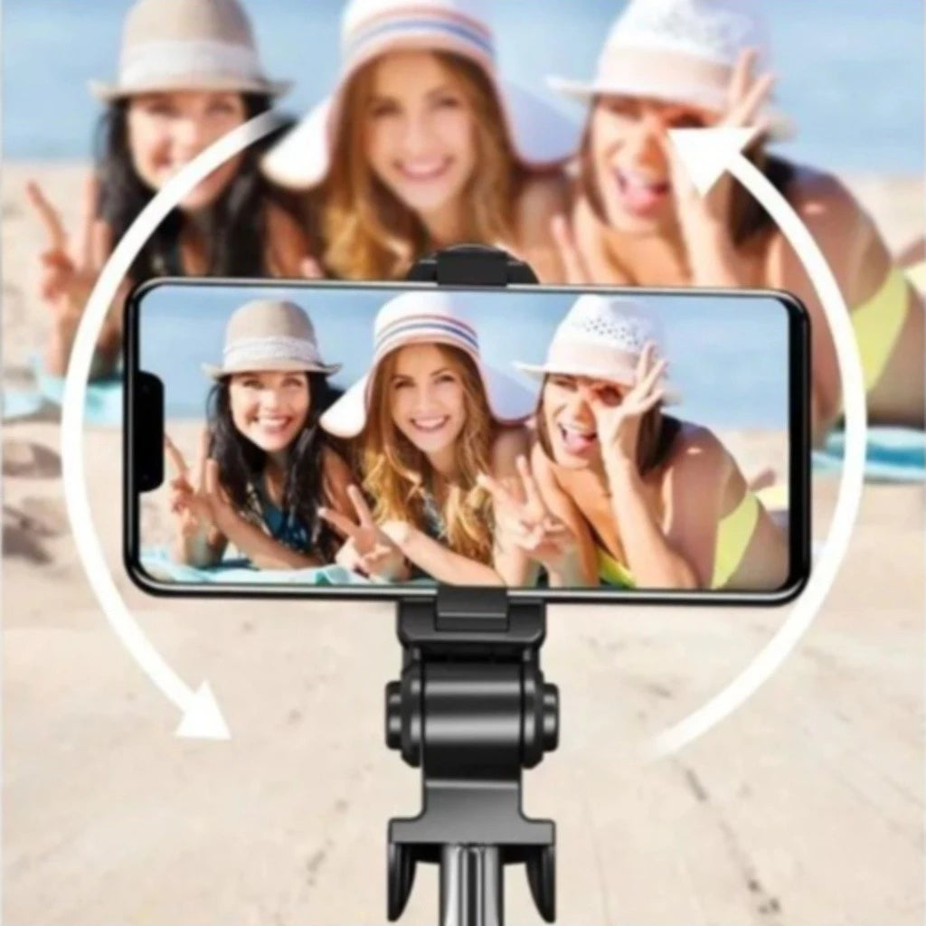 Bastão de selfie telescópico Bluetooth com controle remoto para celular com suporte de tripé com luz para selfie