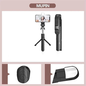 Bastão de selfie telescópico Bluetooth com controle remoto para celular com suporte de tripé com luz para selfie