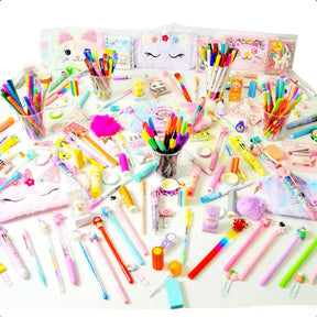 Kit Papelaria Fofa kawaii 25 Itens Diversos Estojo Presente + brinde canetas canetinhas caderno escolar presente ideal