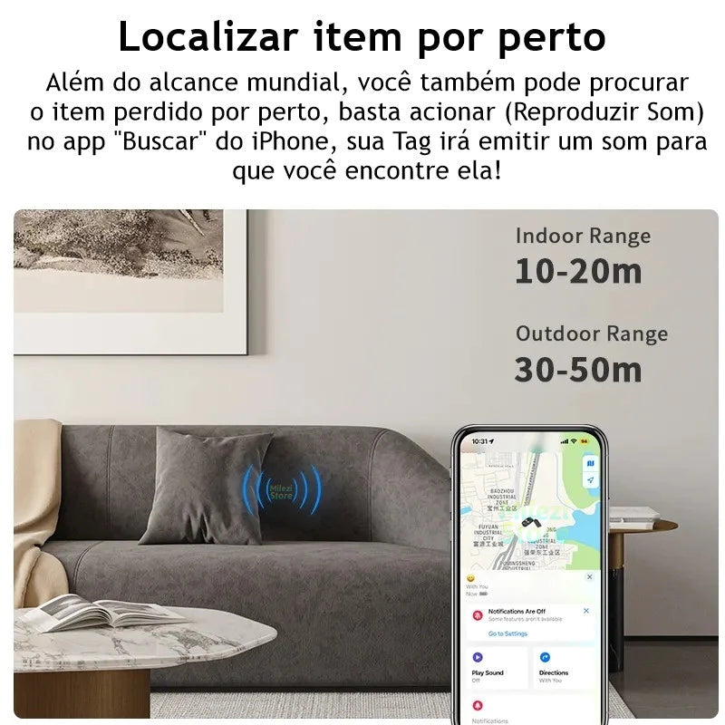 Smart Air Tag Rastreador Bluetooth para iPhone | Localizador App iOS Objetos Perdidos/Pet