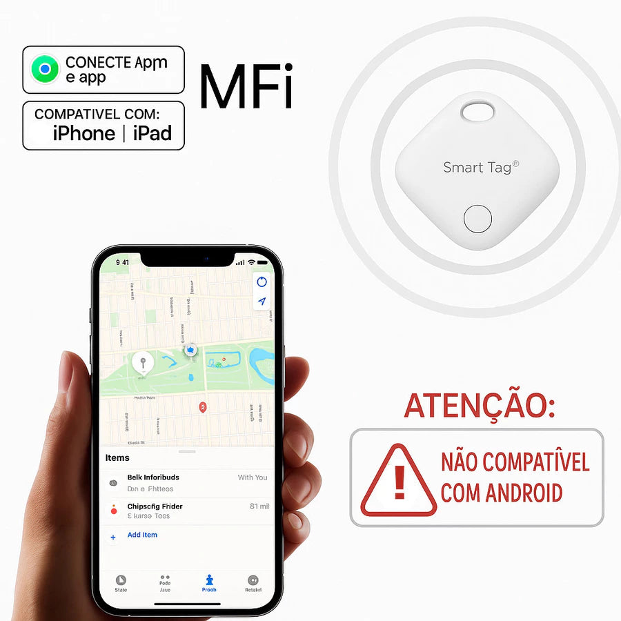 Smart Air Tag Rastreador Bluetooth para iPhone | Localizador App iOS Objetos Perdidos/Pet